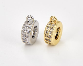 Kreis Verschluss Schnalle Interlock CZ Micro Pave Anhängerschlaufe, 18K GoldEnhancer Verschluss, CZ Bail Verschluss für Armband-Halsketten-Schmuckherstellung, CL208