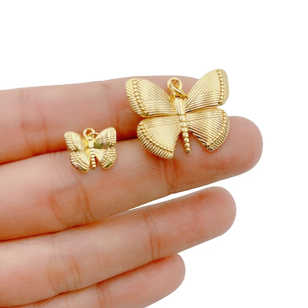 Dainty 14K Gold Filled Butterfly Pendant ,Gold Butterfly Charms for Bracelet Earring Necklace Jewelry Making Supply,Wholesale, Gift CP1297