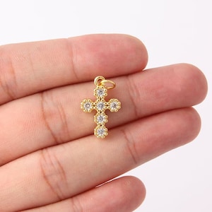 Dainty Cubic Cross Charm Micro Pave cross charm for Bracelet Necklace Pendant Religious Necklace 24K Gold Filled Cross Jewelry Making CP1931