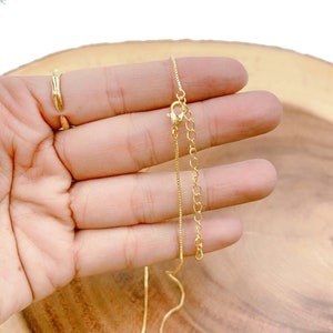 Gold Box Chain Ready to Wear 18K Gold Filled Square Chain Necklace, Layering Dainty Box Chain for Jewelry Making with Pendant Charm, CH246