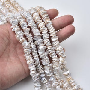 9-10mm Keshi Pearl  for Jewelry Making, Freshwater Pearl Cornflake Bead, Irregular White Pearl Strand for Artisan DIY Jewelry Supply, FWP136