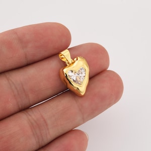 Puffy Herz Charm Anhänger in Gold Filled, Romantische Halskette Anhänger für DIY Schmuckherstellung, Valentinsgeschenk für Sie, Zierlicher Schmuck, DP2281