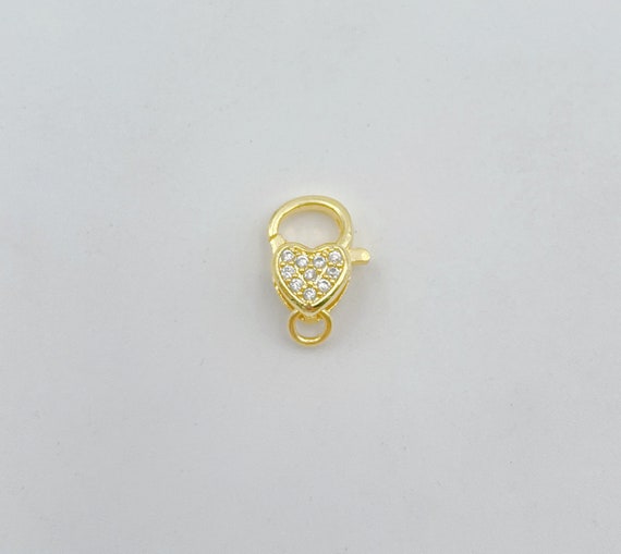 ハート型ロブスタークラスプ、CZマイクロパヴェゴールドフィルド
