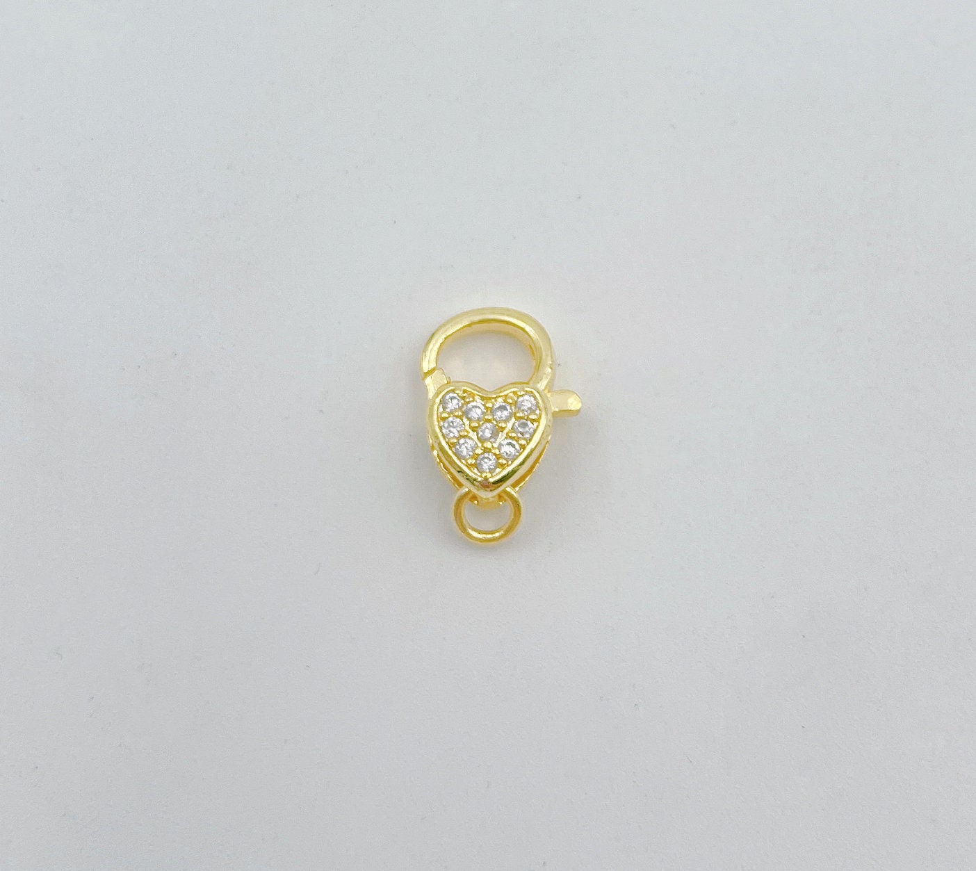18kゴールドネックレス ロブスタークラスプ ハート型ロブスタークラスプ、CZマイクロパヴェゴールドフィルド