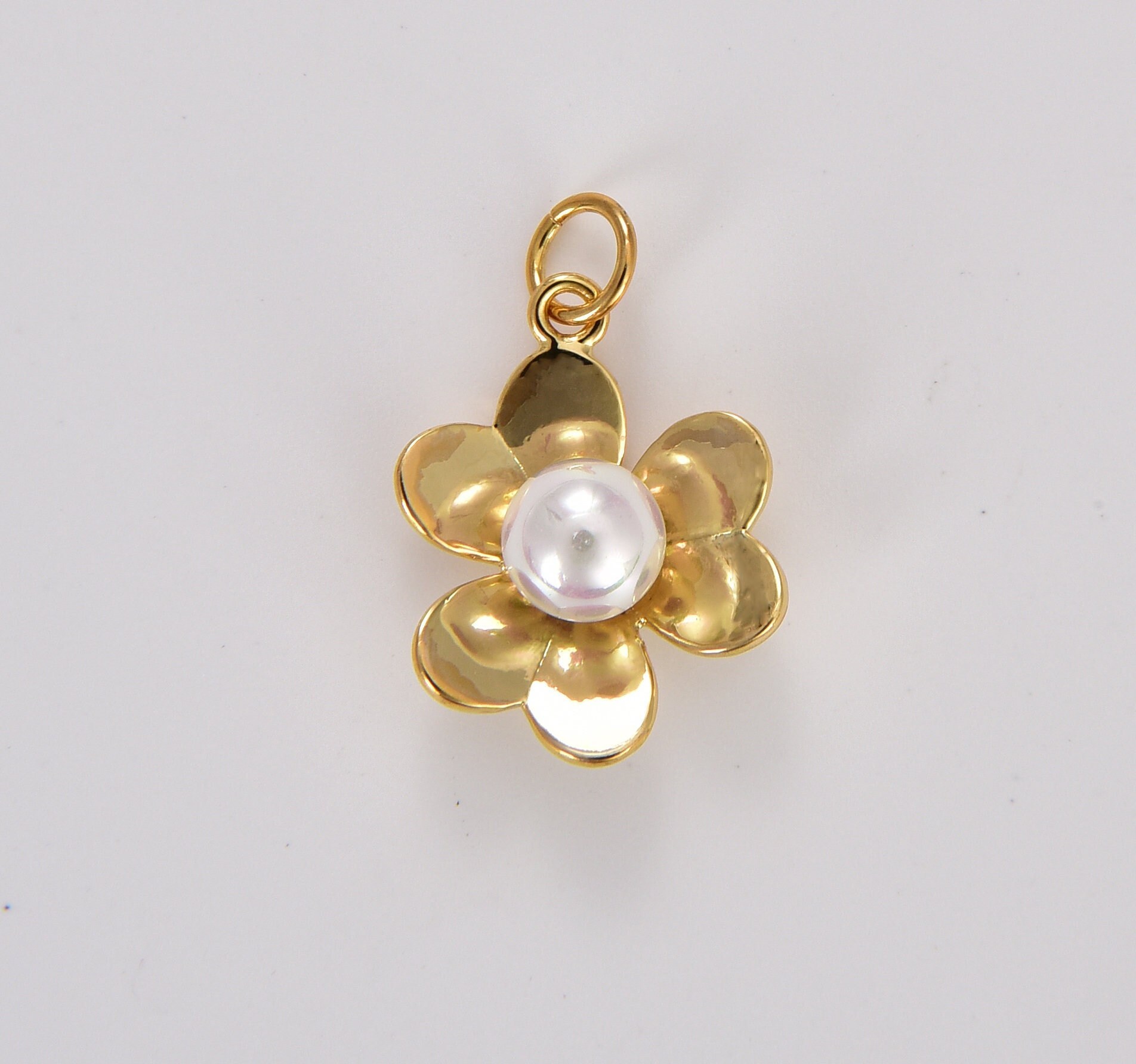 Buy Gold Pearl Flower Charm, Shell Pearl Flower Pendant for