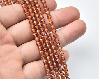 Orange Garnet Natural Faceted Beads, Honey Orange Round Beads for Gemstone Jewelry Full Strand, Bracelet Beads for Jewelry Supply, PRP1267