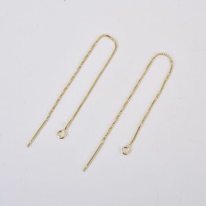 14K Gold Fine Curb Link Ear Thread Chain Earrings, Box Chain  Threader Earrings Jewerly Making Components, Minimalist Earrings, Gift, ER261