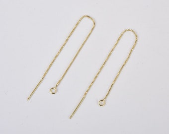 14K Gold Fine Curb Link Ear Thread Chain Earrings, Box Chain  Threader Earrings Jewerly Making Components, Minimalist Earrings, Gift, ER261