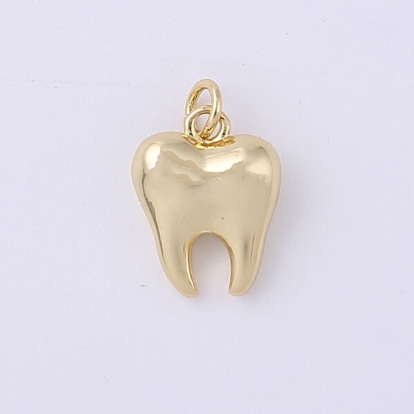 Gold Teeth Charms,18K Gold Filled Teeth Pendant, Teeth Charm, Gold Tooth Pendant, Dentistry Charm Necklace DIY Jewelry Making Supply CP1930