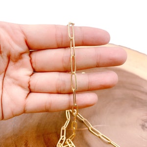 24K Gold Filled Paperclip Chain by Foot, Gold Filled Oval Link Chain, Necklace Wholesale Bulk Roll Chain for Jewelry Making, 15x5x1mm, CH101