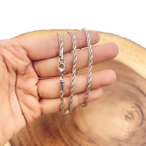 Stainless Steel Rope Chain Necklace ,Silver Rope Chain Necklace, Women Necklace ,Men Necklace, Everyday Jewelry Necklace , 24” CH266