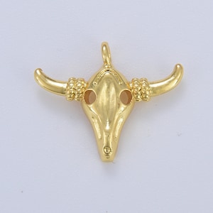 Gold Filled American Buffalo Skull Charm, Bison Head Pendant, Bull Skull Ox Head Charm for Necklace Bracelet Jewelry Making Supply, CP953