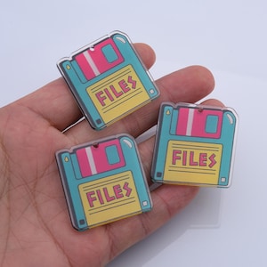 Charm rétro disquette pour bracelet, porte-clés en acrylique « Files » des années 90, accessoire informatique vintage, breloque geek pour sac ou agenda, CP2213