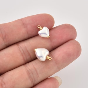 Gold Filled MOP Shell Heart Charm, Mother of Pearl Heart Pendant Jewelry Making, Shell Jewelry Finding for Necklace Bracelet DIY, CP2480