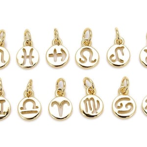 Delicati ciondoli zodiacali riempiti d'oro, ciondoli astrologici, simboli zodiacali da aggiungere al ciondolo, al braccialetto, all'orecchino, all'oroscopo, CP402