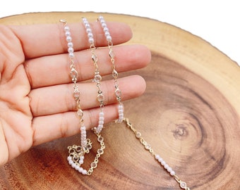 White Shell Pearl Chain for DIY Jewelry, Mother of Pearl Chain by Foot, Wholesale Bulk Roll Chain for Jewelry Making Supplies, CH299