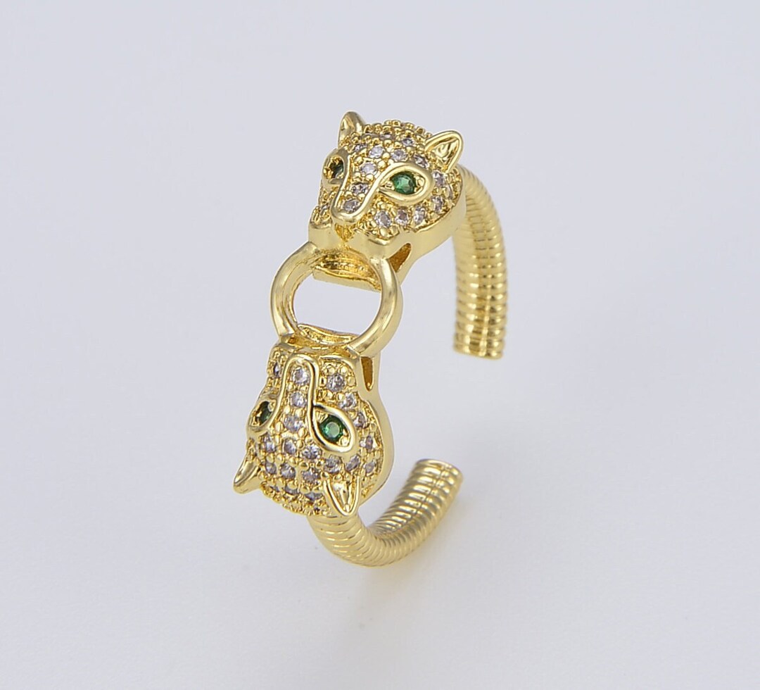 Panther Adjustable Ring in Gold Filled, Dainty Animal Style Ring ...