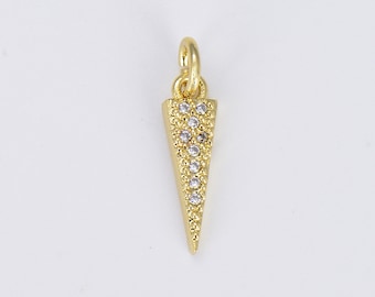 Mini Spike Pendant, Micro Pave CZ Spike Charm,Gold Filled Pyramid Triangle Spike Charms for Bracelet Necklace Earrings Jewelry, 4x14mm,CP101