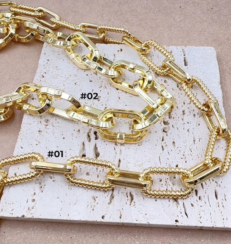 Stainless Steel Oval Paper Clip Chain by Foot, Gold Filled Unfinished