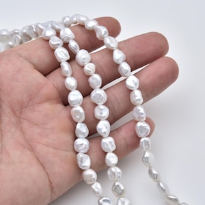 Filo di perle d'acqua dolce a forma di fiocco di mais a petalo bianco, perle Keshi da 7-8 mm per la creazione di gioielli artigianali fai da te, perle per la creazione di braccialetti, FWP142