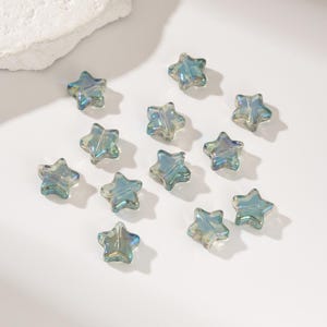 Glass Star Beads Charm for Bracelet Gold Filled, Iridescent Colorful Aurora Star Necklace Pendant, DIY Jewelry Making Craft Charm Set, BD180