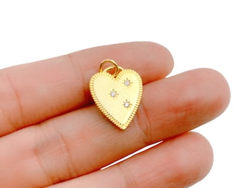 14K Gold Filled Heart Charm Medallion Pendant, Gold Necklace Pendant for Necklace Bracelet Charm Component Supply, 14mm, CP1296