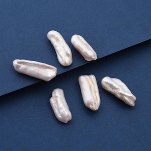 25mm White Fresh Water Pearl Charm Long Stick Shape Beads Size, Dainty High Quality Freshwater Pearl Beads for DIY Jewelry Making, FWP049