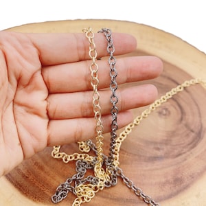 Gold and Black Rhodium Rolo Cable Chain by Yard, Gold Filled Cable Rolo Chain by Foot, Wholesale bulk Roll Chain for Jewelry Making CH141