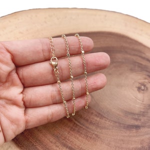 Bead Necklace Chain, Ready to Use Gold Filled Necklace, Layering Beaded Chain, Dainty Beaded Necklace for Pendant Chain Necklace, CH274