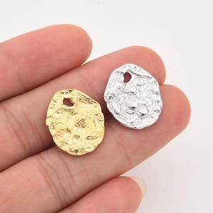 Gold Filled Hammered Coin Charm Pendant, Stainless Steel Textured Disc for DIY Jewelry Making Necklace Pendant, Elegant Gift for Her, SCP039