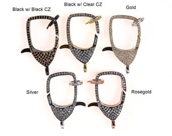Chiusura con fibbia a moschettone bicolore, chiusura con micro pavè di CZ per la creazione di gioielli migliorata, connettori per collane e bracciale con chiusura a moschettone in oro, CL302
