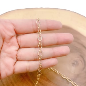 18K Gold Diamond Shape Chain by Yard, Oval Rolo Link Chain by Foot, Fancy Wholesale bulk Roll Chain for Jewelry Making, 8x6mm, CH240