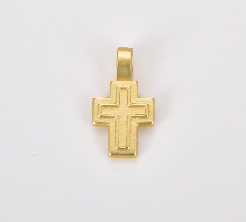 Dainty 18K Gold Filled Cross Charm, Small Cross Pendant, Tiny Cross
