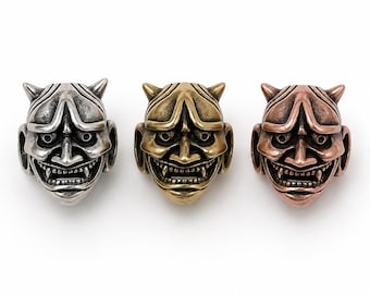 Antique Japanese Hannya Mask Charm Beads, Samurai, Oni Mask Beads, Demon Beads, Noh Mask for Bracelet Jewelry Making Supplies 19x16mm, BD821