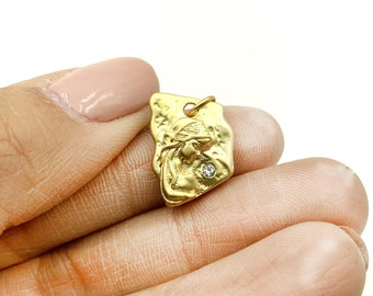 Virgin Mary Pendant CZ Micro Pave, Gold Filled Blessed Mother Pendant Add-On Charm, Lady Of Guadalupe Charm Pendant Jewelry Making, CP618
