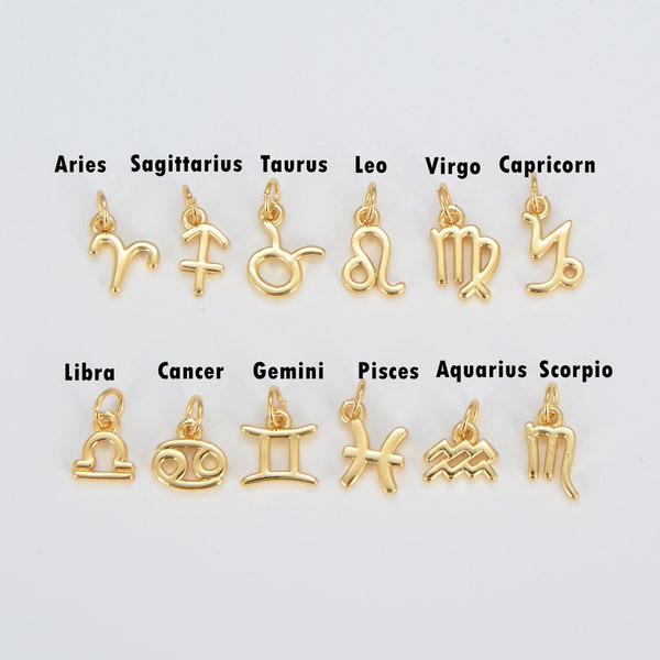 Gold Zodiac Constellation Charm, Small Astrology Charms, Horoscope Charm, Add On Charm for Bracelet Necklace Earrings Supply Charm, CP1591