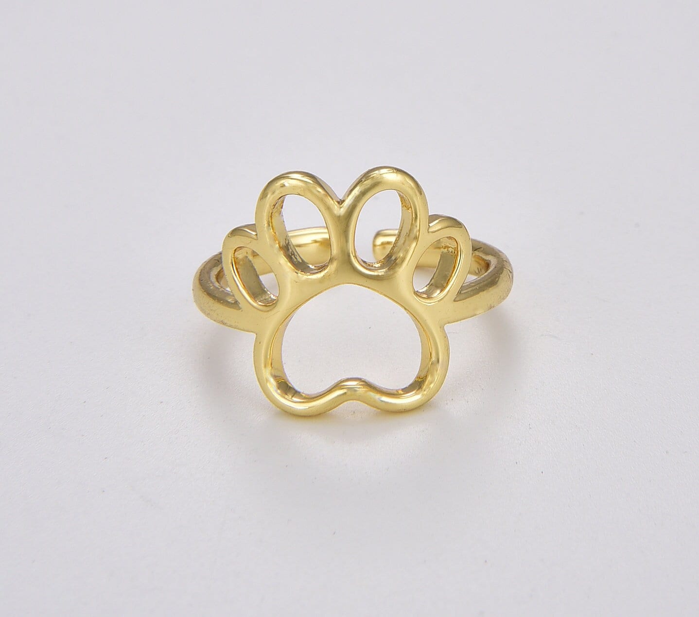 CULOVITY Dainty Paw Jewelry Set - 18K Rose Gold Fill Stud Earrings & Adjustable Ring | Hypoallergenic Gift For Dog Lovers