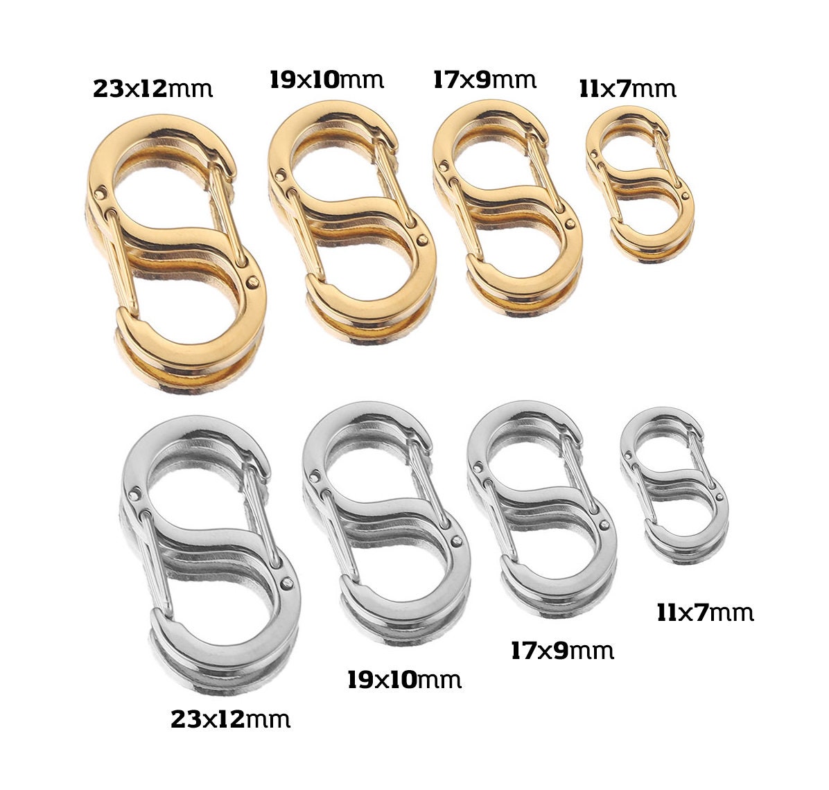 18K Gold Filled Carabiner Clasp, S Lock Buckle Spring Clasps,push Clasp ...