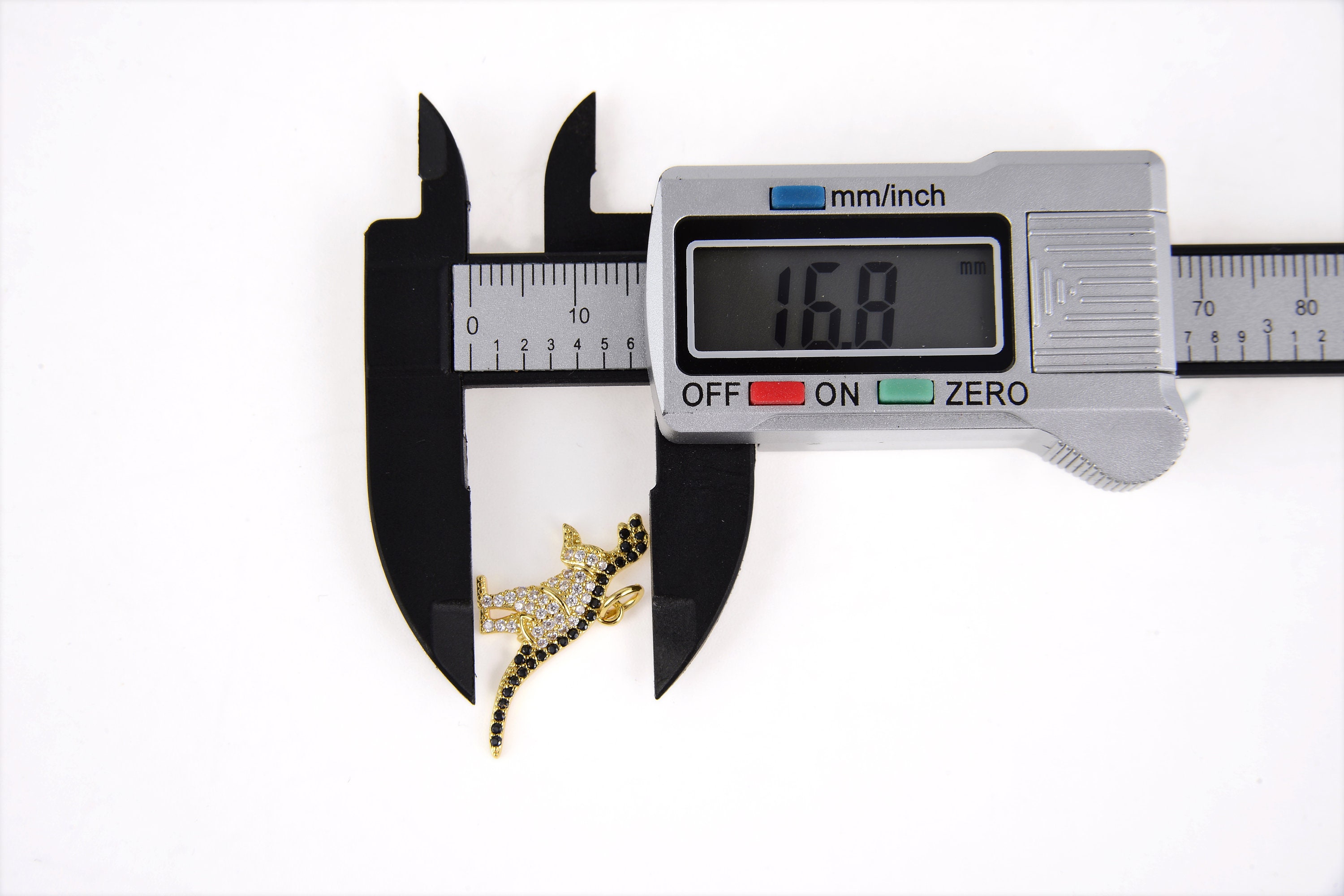 Dinosaur Charm Pendant in Gold Filled, Two-color CZ Micro Pave