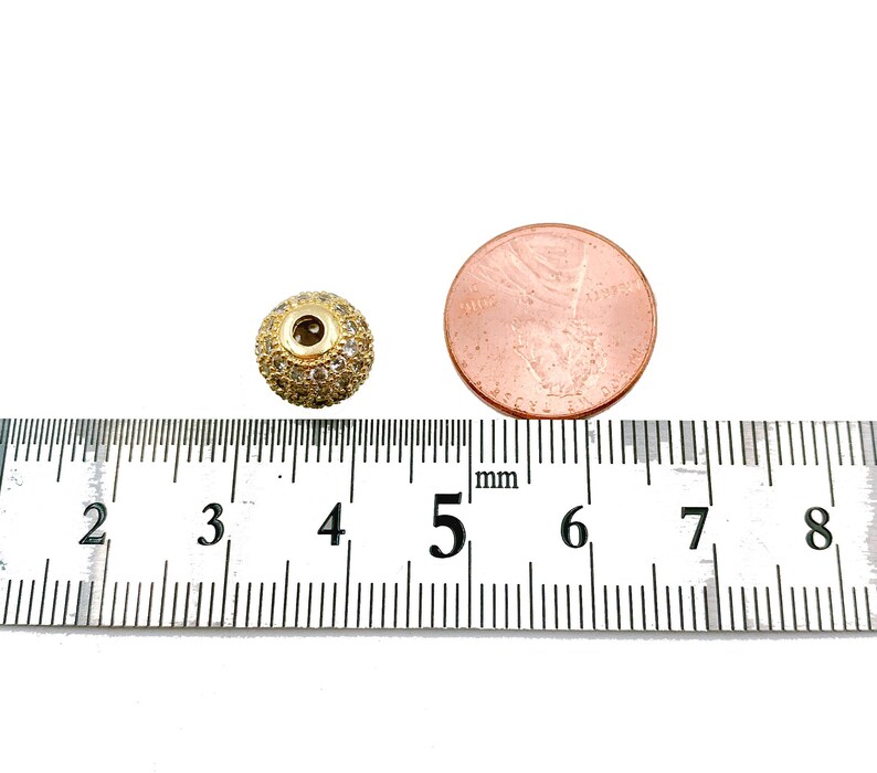 Round Ball Beads 22K Gold Filled CZ Micro Pave Round Ball Beads Shamballa Ball Beads Cubic Zirconia CZ Pave Beads up-to 14mm BD051 image 5