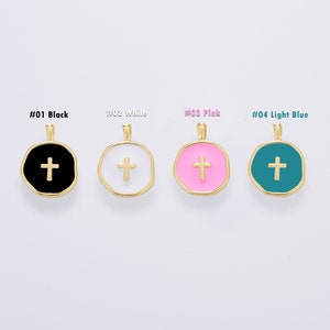 Dainty Enamel Cross Add-On Charm, Gold Filled Pendant for Bracelet Earring Necklace Component, Minimalist Religious Jewelry Charm, CP1674