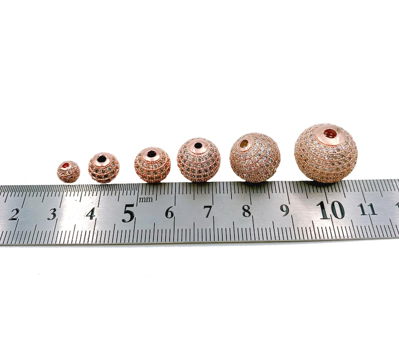 Round Ball Beads 22K Gold Filled CZ Micro Pave Round Ball Beads Shamballa Ball Beads Cubic Zirconia CZ Pave Beads up-to 14mm BD051 image 13