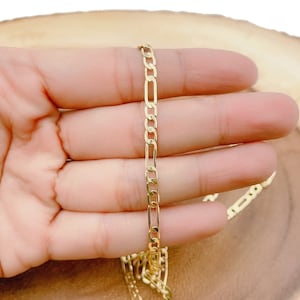 Figaro Chain 24k Gold Filled Figaro Chain Flat Figaro Chain Jewelry Chain Sold by the Yard for Necklace Bracelet Anklet Supply,3.5mm CH156