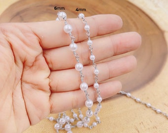 Prachtige zilveren rozenkransketting, witte parelmoer draadgewikkelde ketting, kralenketting parelketting ketting, groothandel CH155
