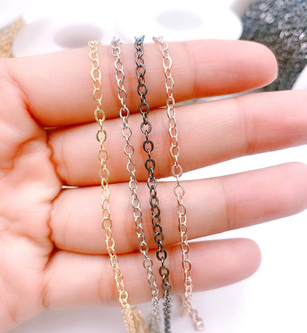Dainty Cable Chain by Yard, Gold Chain by Foot for Jewelry Making