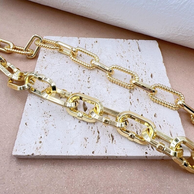 Stainless Steel Oval Paper Clip Chain by Foot, Gold Filled Unfinished