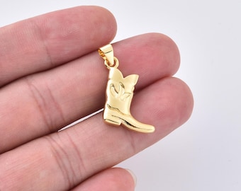Cowboy Boot Charm in Gold Filled, Western Boot Pendant for DIY Necklace Bracelet Jewelry Making, Dainty Cowgirl Country Charm Gift, CP2363