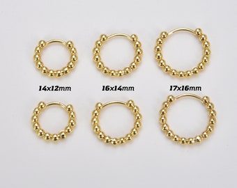Gold Beaded Huggie Hoop Earrings, Gold Filled Hoop Earrings, Earrings for Women, Everyday Wear Earrings, Cartilage Earring Hoop, ER223