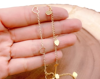 Heart Charm 14K Gold Filled Chain, Lovely Heart Charm Chain by Foot, Wholesale bulk Roll Chain for Necklace DIY Jewelry Making, 6/7mm,CH166