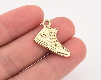 Sneaker Add-On Charm for Bracelet, Gold Filled Stainless Steel Shoe Necklace Pendant  DIY Jewelry Making, Dainty Fun Street Style, SCP006